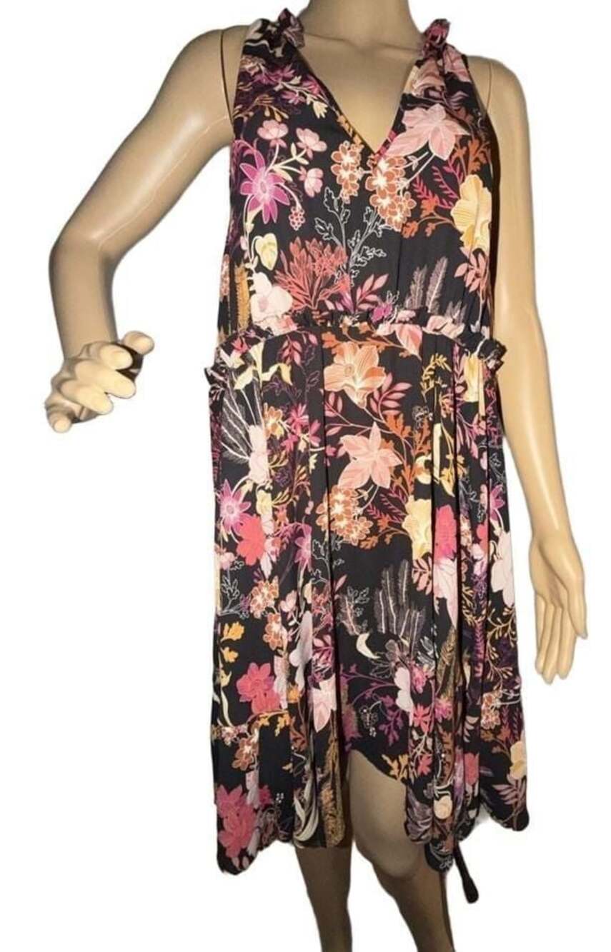 Chelsea28 Floral Ruffle High-Low Sleeveless Dress - Size Small